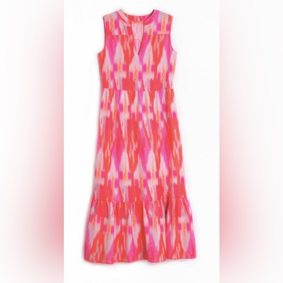 Vilagallo Dresses & Skirts - Vilagallo Dress Sz 42 Palma Print Ikat Bright V-Neck Midi Shift NWOT Multicolor